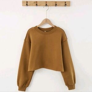 Casual Brown Cropped Sweatshirt